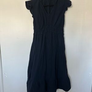 Time and Tru Navy Blue Midi Dress 100% cotton size large Euc